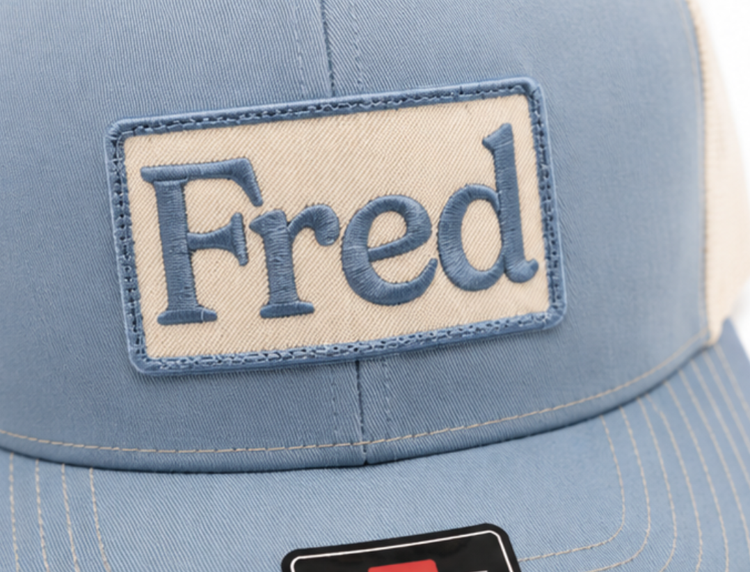 Fred Blue & White Trucker Hat